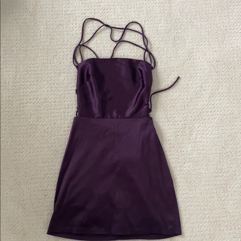 Lucy in the Sky purple satin strappy dress